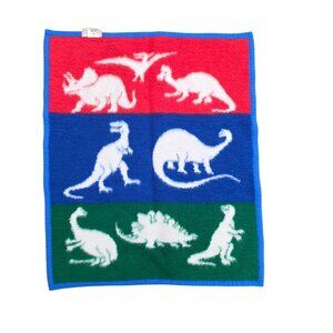 Vintage Biederlack Childs Blanket Dinosaur Kids Decor 34" x 27.5"